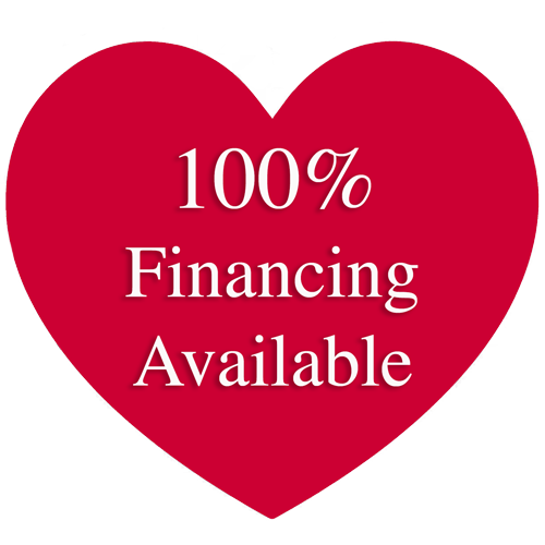 Red heart shape with 100% Financing Available in white—perfect for your cabinet refresh or refinish project.