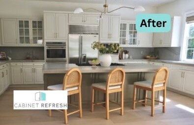 After cabinet refacing modern white kitchen with updated cabinets and clean design