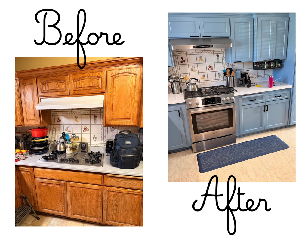 Modern refaced kitchen cabinets with existing granite countertops